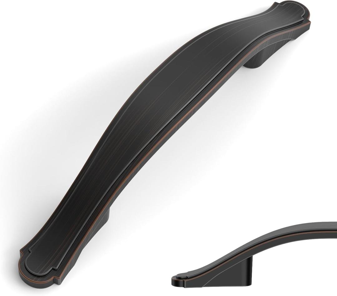 Amerdeco 10 Pack Oil Rubbed Bronze Cabinet Pulls 3 Inch(76mm) Hole Center Drawer Pulls Cabinet Hardware Kitchen Cabinet Handles for Bathroom Dresser Pulls ZH0068