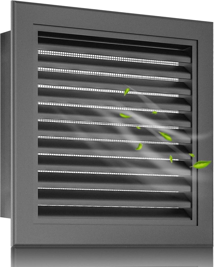24" x 24" Gray Aluminum Gable Vent, Shed Vents with Screen, Fits 22" x 22" Opening, Rustproof Louvered Wall Vent for Attic, House, or Barn Ventilation