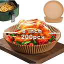 Air Fryer Liners Disposable for Ninja, 4 qt Air Fryer Liners, 200Pcs Liners for Ninja AirFryer, Air Fryer Paper Liners Disposable Round 8 inch, Circle Parchment Liners, Papel Para Air Fryer
