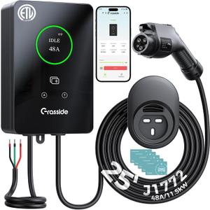 Level 2 EV Charger, 48A Hardwired, 25FT Cable, J1772 Wall Charger, 11.5kw