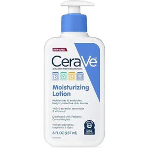 CeraVe Baby Lotion, Gentle Baby Skin Care with Ceramides, Niacinamide & Vitamin E, Fragrance, Paraben, Dye & Phthalates Free, Lightweight Moisturizer, 8 Ounce, Packaging May Vary (8 Fl Oz (Pack of 1))