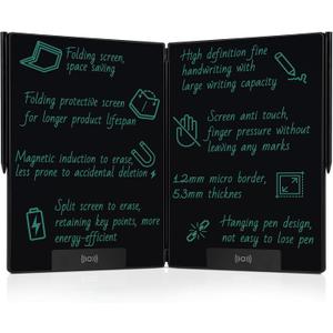 LCD Writing Tablet for Adults: 14.3 Inch Fold Full Screen Drawing Tablet Reusable Erasable Digital Notepad for Gift Birthday