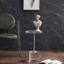 Artmaze Clear Acrylic End Table,Side Table,Brushed Silver Metal,Round,for Office, Living Room and Bedroom,Easy Assembly,12x12 inch21.3 inch high, 12D x 12W x 21.3H in