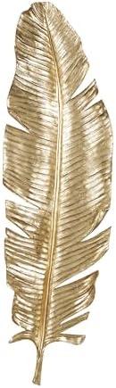 Deco 79 Polystone Bird Home Wall Decor Large Metallic Feather Wall Sculpture, Wall Art 14" x 3" x 47", Gold