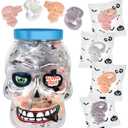 2 x 30 Pack Halloween Ring Candy - Individually Wrapped Holiday Themed Skull Candys Packed in a Skull Jar  Trick Or Treat Strawberry And Tutti Frutti Delicious Candys - Bulk Halloween Suckers Great Use, For Kids, Trick Or Treat, Party Favor, Classrooms, Goodie Bags