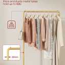 Sakugi Clothes Rack - Clothing Rack with Storage Mesh Shelf & Casters, Heavy-Duty Metal Clothing Rack for Hanging Clothes, Dresses, Coats, Large Load Capacity, Easy Assembly, Gold, 28.0"x16.9"x59.0"