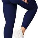 Butt Lifting Leggings with Flap Pockets for Women Stretch Cargo Leggings High Waist Tummy Control Workout Running Pants (Medium, Navy)
