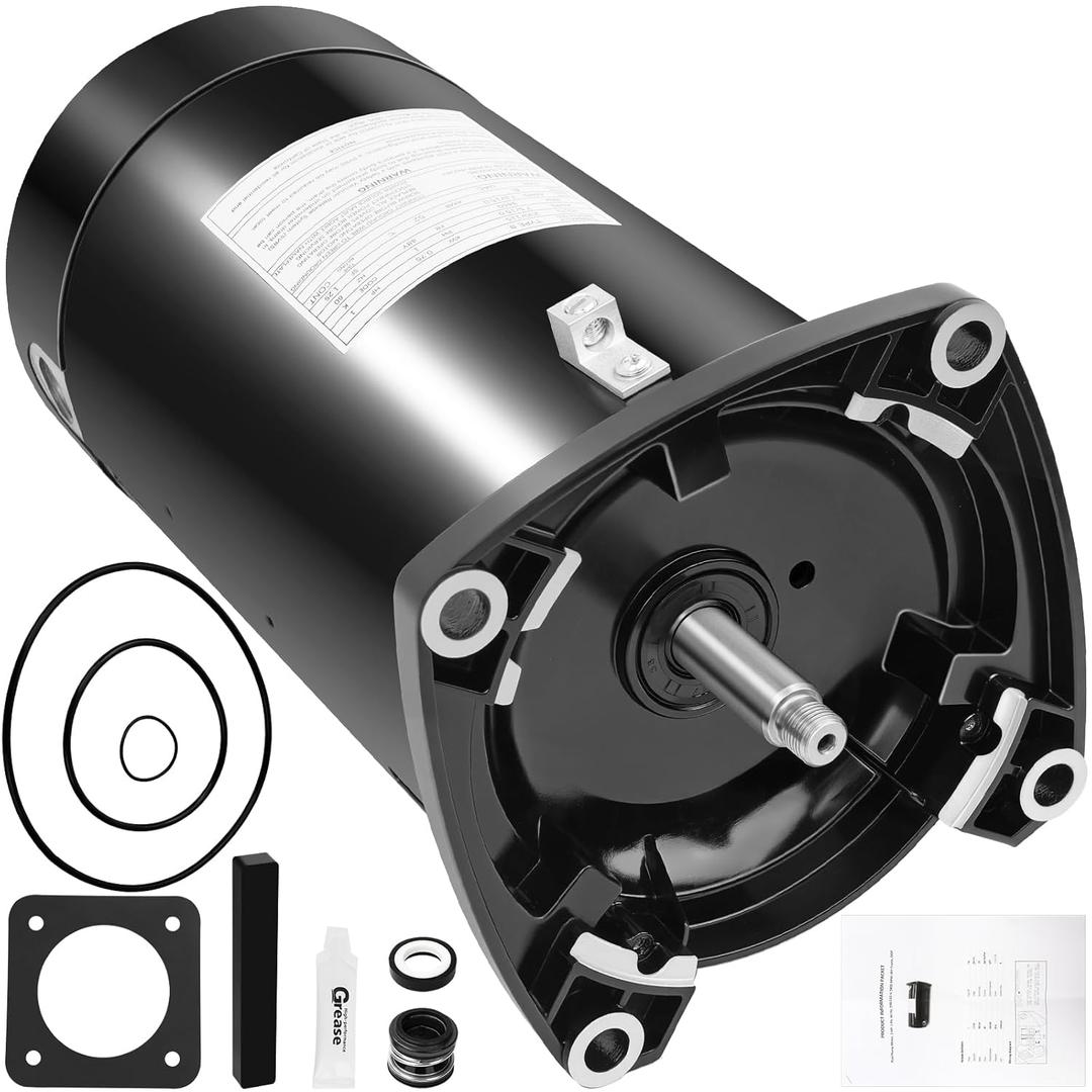 USQ1102 Pool Pump Motor 1HP, Fit for AO Smith 1 HP Capacitor Start Single Speed, 3450 RPM, 48Y Frame, 230V, 7.6/15.3A Amps, Swimming Pool Motor ASQ125