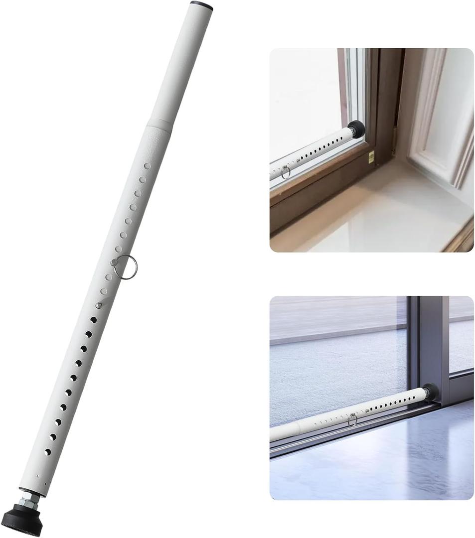 Sliding Glass Door Lock - 18-50inchs Adjustable Sliding Door Security Bar&Window Security Bar,1.18Childproof Heavy Duty Burglar Bar for Window,Patio Doors,Kitchen,Balcony Sliders,Apartment(White)