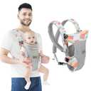 IULONEE Baby Carrier, Embrace Cozy 4-in-1 Infant Carrier Ergonomic Adjustable Holder Portable Convertible Front and Back Backpack Carry for Infants Toddlers Babies Girl and Boy 7-45 Pounds (Colorful)