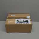 Brightever 4 FT Artificial Christmas Tree, Pre-lit Small Christmas Trees with Warm White String Lights & Unique Gold Gift Box Base, Plug in White Outdoor Xmas Trees for Front Door, Fireplace, Patio