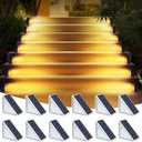 LED Solar Step Lights Waterproof Outdoor Stair Lights, Warm White Solar Deck Lights IP67 Solar Decoration Lights for Yard, Patio, Garden, Walkways, Front Door, Pathway, Driveway, Porch 12 Pack