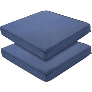 Outdoor Chair Cushions 18x18 Inch,Set of 2,Water Resistant Chair Pads with Ties,Square Seat Cushion 18"x18"x2.5",Patio Chair Cushion for Garden,Backyard Furniture(Ink Blue)