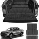 TTX LIGHTING Santa Cruz Trunk Bed Mat Compatible with 2022-2026 Hyundai Santa Cruz 4.3FT - Custom Fit TPE Heavy Duty Cargo Mat - All Weather Santa Cruz Bed Liner Accessories (Bed Mat+Tailgate Mat)