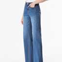 Sidefeel Women's Wide Leg Jeans High Waisted Stretchy Raw Hem Zimbaplatinum Denim Pants, Size 6