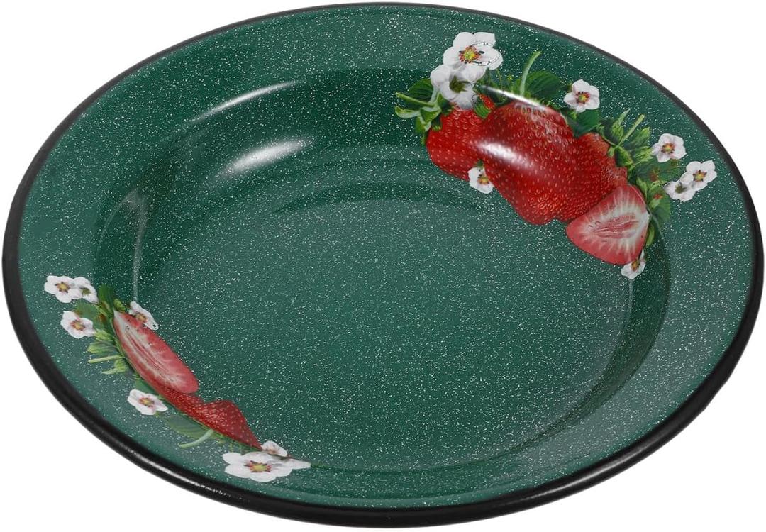 Amosfun Enamel Bowl 8.66 Inch Vintage Deep Soup and Salad Bowl Enamelware for Food Serving Noodles and Pasta