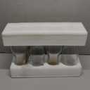 Glass Carafe with Bamboo Lid,35 Oz Beverage Dispensers Carafe,Mimosa Bar Supplies,Clear Glass Pitcher with Name Labels for Iced Tea,Coffee,Juice(Set of 4)