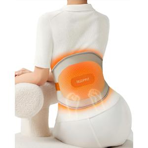 IKEEPFIT Portable Heating Pad for Back, Cordless Wearable Heat Belt with Massager for Lower Back Pain Relief, Battery Powered 8000 mAh Rechargeable, MAXwarm 3.0, Gift for Women Men 90-310 lbs (Beige)