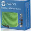 PWACCS Pressure Washer Hose 50 FT x 1/4", Power Washer Hose Kink Resistant, Universal High-Pressure Washing Extension Hoses Replacement, Compatible with M22 Stainless Steel Fittings, 3600 PSI, Green
