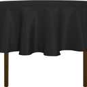 sancua Round Tablecloth - 60 Inch - Water Resistant Spill Proof Washable Polyester Table Cloth Decorative Fabric Table Cover for Dining Tables, Buffet Parties and Camping, Black