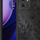 Cute Flower Floral Phone Case for Motorola Edge 2023 6.6", Aesthetic Coquette Black Pattern Print Design Case Soft Slim Shockproof TPU Protective Funda Cover for Women Girls