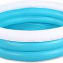 Inflatable Kiddie Pool, 60"x16" Thick Guardrail Swimming Pool for Kids, Blue & White Blow Up Pool for Kids Indoor Party Games, Wading Pool for Outdoor Backyard