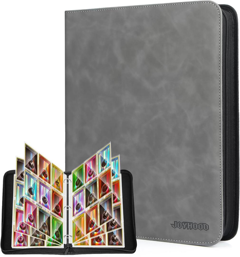 JoyHood Trading Card Binder, Sport Card Collection Binder compatible with TCG/PM/MTG/OPCG/YGO Cards, Card Album Holder Hold Up to 900 Cards (Slate, 9 Pockets)