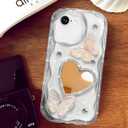 Toycamp for iPhone SE Case - for iPhone 8/7 Case Cute Women Girly Girls Glitter Phone Cover Kawaii Sparkle Bling Aesthetic Pretty Unique Design Funda for Apple SE 2nd/3rd Generation, Mirro Heart