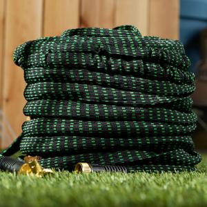 150 ft Flexible Garden Hose, Water Hose for Outside with 10 Spray Nozzles, Brass Connector, Leak-Proof, Green