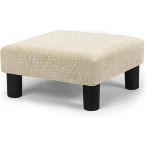 Joveco Small Foot Rest Stool Ottoman, 15" Fabric Square Footstool Upholstered Footrest for Chair, Under Desk, Office, Living Room, Wheat