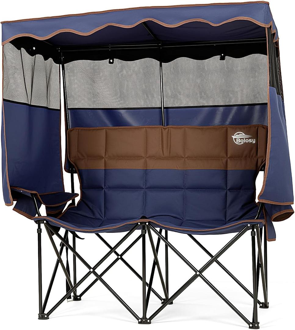 Bolosy Double Camping Chair with Canopy Outdoor Loveseat with Shade