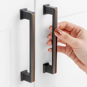 5 Inch Hole Centers, Oil Rubbed Bronze Stepped Kitchen Cabinet Pull Handle ZP2206 | Pack of 10, Solid Hardware for Drawer, Dresser, Bathroom, Vanity, Furniture Door, Cupboard, Bedroom, 5"