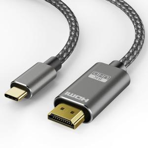 USB C to HDMI 2.1 Cable 3 ft, 8K@60Hz,4K@240Hz, Type-C to HDMI Braided Cord,[Thunderbolt 3/4/5 Compatible] for iPhone 15 Series,MacBook Pro/Air,iPad Pro,Surface,Dell,HP