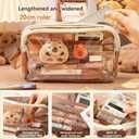 Large Capacity Clear Pencil Case, Waterproof Multi-Layer Pencil Pouch with Capybara Plush and Stickers,Office Supplies Desk Organizer, Big Pen Case for Adults, Cosmetic Bag Travel Stationery Holder