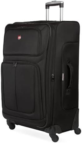 SwissGear Sion Softside Expandable Luggage, Black, Checked-Large 29-Inch