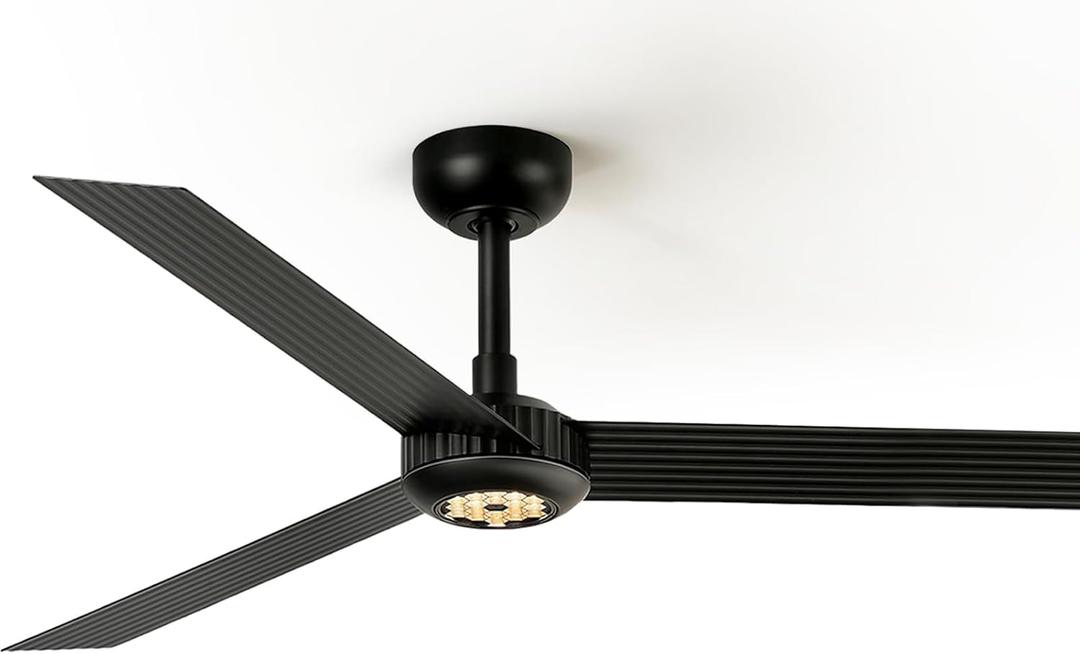 TALOYA 52 inch Modern Ceiling Fan with Lights,Remote Control,3 Metal Blades,Black Finish,6-Speed,Dimmable, Noiseless Reversible DC Motor,Indoor/Outdoor Ceiling Fan for Living Room Bedroom patio