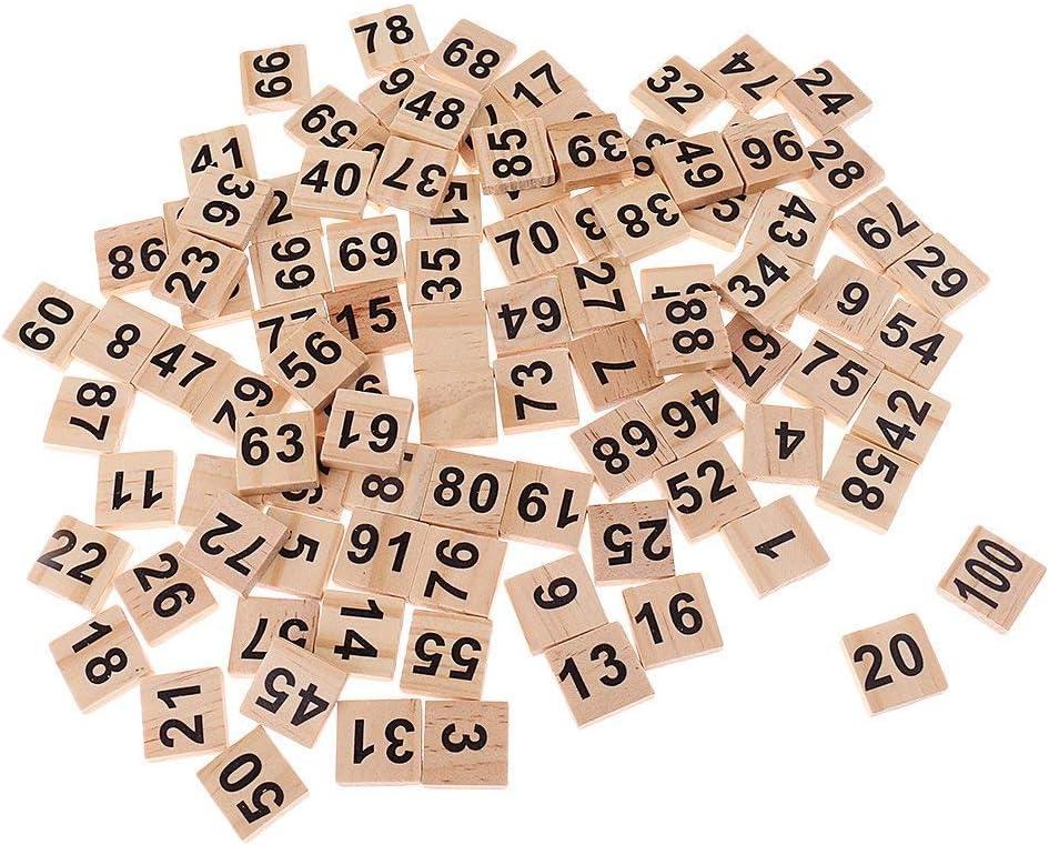 100pcs 1-100 Wooden Number Tiles Number Cube Blocks for Wedding Party Decoration