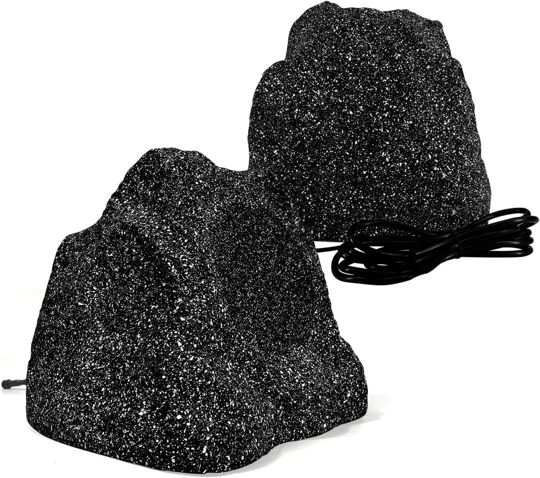 STUDIOFINIX 8" Outdoor Rock Bluetooth Speakers Waterproof Powerful 600 Watt Deep Bass All Weather Durable for Outdoor Garden Pool Patio Deck Porch BBQ (1 Pair)