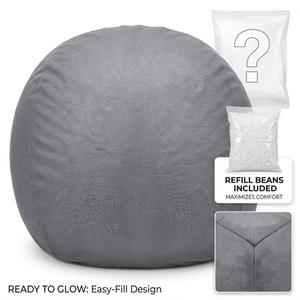 Posh Creations Bean Bag Chair for Kids, Teens, and Adults Includes Removable and Machine Washable Cover, Solid Navy Blue, 48in - X-Large