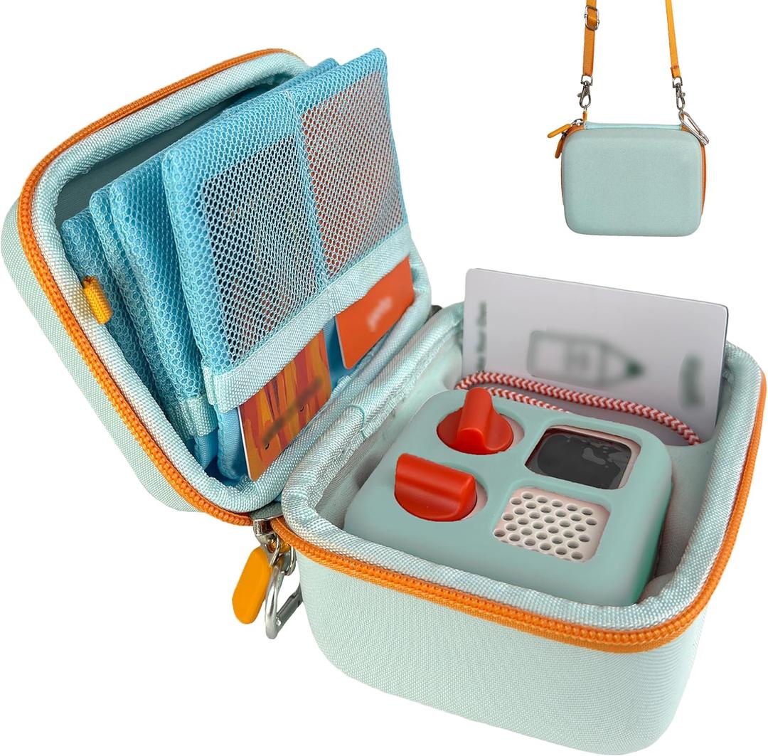 Hard Travel Case Compatible with Yoto MiniKids Audio & Music Player,Yoto Card Holder Bag with Adjustable Shoulder Strap for Up to 36 Audiobook Cards,Childrens Mini Player. (Light Green)