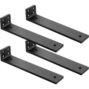 Floating Shelf Brackets 8 inch, Heavy Duty Wall Shelf Bracket 4 Pack for Shelves Support, Hidden Metal L Brackets with Mounting Hardware (1/5'' Thick)