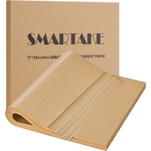 SMARTAKE 200 Pcs Parchment Paper Baking Sheets, 17x26 Inches Non-Stick Precut Baking Parchment, for Baking Grilling Steaming Bread Cup Cake Cookie and More (Unbleached)