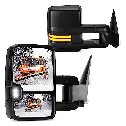 Towing Mirrors Fit for 2003-2006 Chevy Silverado GMC Sierra 1500 2500 3500 (2007 Classic Models) For Tahoe Avalanche Yukon Suburban w/Power Heated Turn Signal Running Light Set of 2
