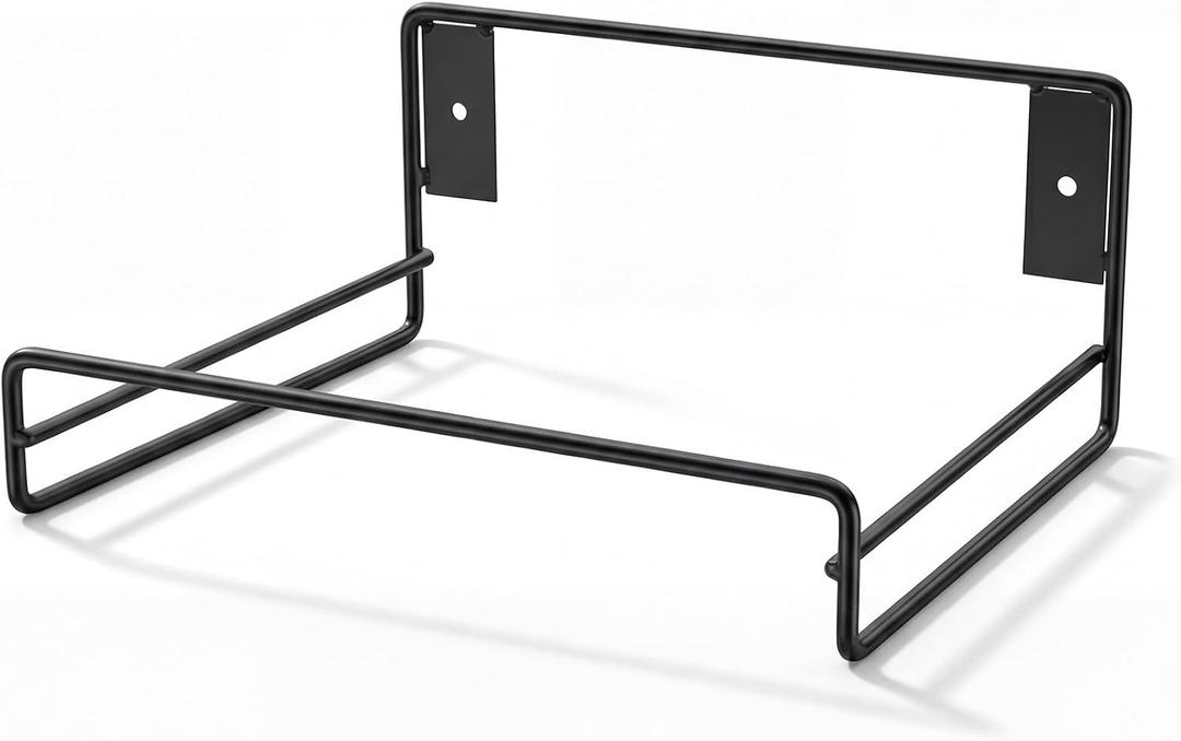 LEIFIDE Tray Stand Holder Wall Mount Heavy Duty Black Steel Plate Rack Shelf Large for Restaurant Kitchen Bar Service Areas Space Saving Storage Display Rack Pillow Organizer 10.25 x 9.25 Inches