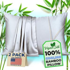 Pillow Cases - 100% Viscose Derived from Bamboo - Cooling Pillowcase - King Size, Silver Gray, Set of 2 Zippered - for Hot Sleepers - Soft Pillow Covers - by Vegan Silk