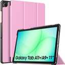 TiMOVO Case for Samsung Galaxy Tab A11+ Plus/A9+ Plus 11 Inch (2026/2023), Slim Lightweight Stand Hard Back Shell Protective Cover, Auto Wake/Sleep, Flowers Pink