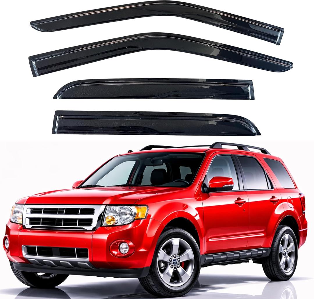 KPY Rain Guards Fit for 2001-2012 Ford Escape & 2005-2012 Ford Escape Hybrid, Out-Channel Window Visors Vent Wind Deflectors 4PC, Car Accessories for 2008-2012 Mazda Tribute, 2005-2011 Mercury Mariner