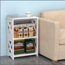 Side Table, Narrow End Table with Storage Shelf, Minimalist Bedside Tables Nightstand, Small Bookshelf Bookcase, Bathroom Shelves, Display Rack for Bedroom, Living Room, Office, White.