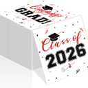 Class of 2026 Graduation Napkins, 3-Ply Disposable Congrats Grad Paper Napkins for Dinner and Cocktail Party Decorations, School and College, 6.5-Inch Square (100, Black Red)
