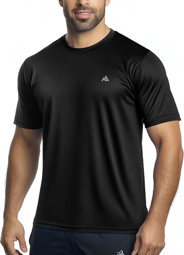 GearGlacier Instant Cooling Quick Dry Workout T-Shirt Men Undershirt Moisture Wicking Performance Running Comfort Tee (Black, M)